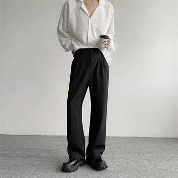 Khaki Black Suit Pants Men Fashion Social Mens Dress Pants Korean Casual Loose Straight Pants Mens Office Formal Trousers M-2XL